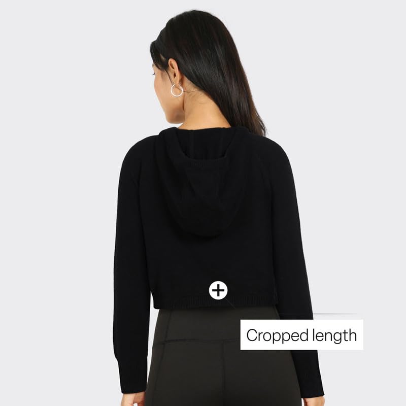 BlissClub at-Ease CottonKnit Cropped Hoodie | 100% Cotton | Cropped Hoodie | Adjustable Hood