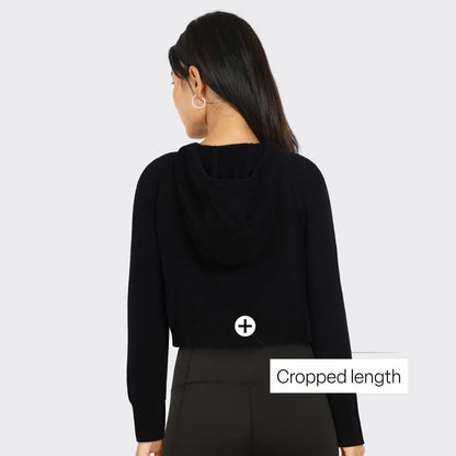BlissClub at-Ease CottonKnit Cropped Hoodie | 100% Cotton | Cropped Hoodie | Adjustable Hood