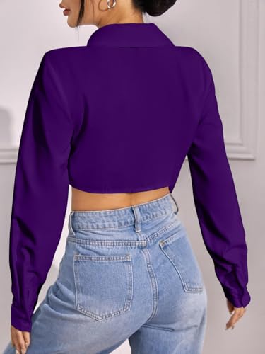 Greciilooks WomenS Regular Fit Western Shirt (Gl-W1915_Dark Purple