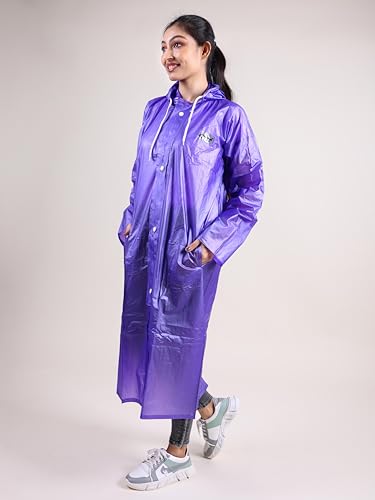 RUPA Rainsuit Women Waterproof PVC Raincoat with Hood & Carry Bag | Lightweight Rainwear for Women with Front Zip | Solid Color