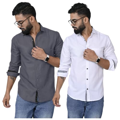 Pinkmint Combo Cotton Shirt for Men Button Down Spread Collar Shirt