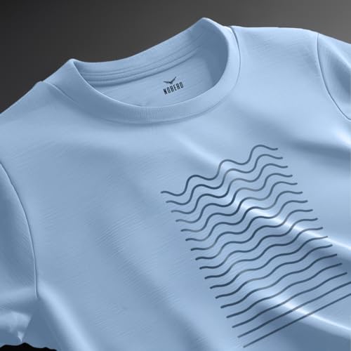 Nobero MenS Graphic Print Regular Fit T-Shirt (1M-Twts-C0815-Pb_Powder Blue