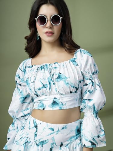 OOMPH! Full Sleeve Crop Top, Blue, mt865