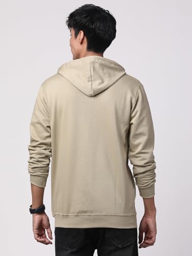 ADRO Mens Cotton Solid Zipper Hoodie Sweatshirts (ZH23-PLN-BE_Beige)