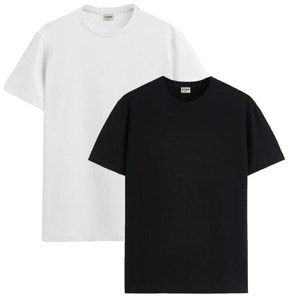 ADRO Mens T Shirts | Solid Tshirts for Men | Pure Cotton Lycra Fabric | 4 Way Stretch Smart tech Tshirt | Pack of 2 Round Neck T