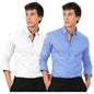 Pinkmint Mens Regular Fit Soft Cotton Blend Casual Combo Shirt with Pocket Design & Spread Collar Full Sleeves Formal Shirt Whi