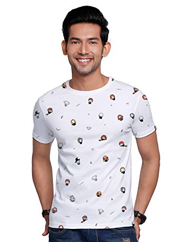 The Souled Store Harry Potter: Character Pattern S S Graphic Printed Cotton T-Shirt White T Shirt For Men Round Neck Half Sleeve