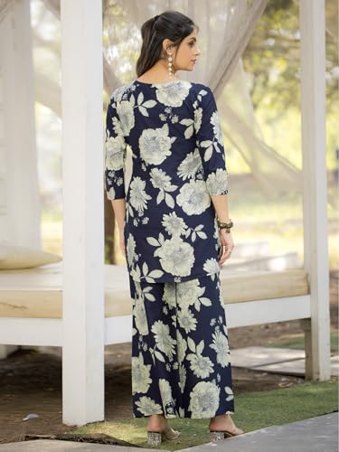 Pinkmint Printed Pure Cotton A Line Co Ord Set For Women l Stylish 3/4 Sleeve With Side Pocket l Two Piece Summer Set