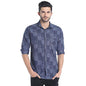 Campus Sutra Mens Indigo Blue Checkered Button Up Shirt Regular Fit for Casual Wear | Structured Shirt Crafted with Regular Ful