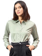 Style Quotient Women Sage Green Satin Regular Formal Shirt