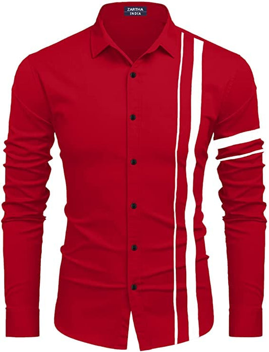 Bellstone Mens Solid Regular Fit Shirt (B-8200_Red