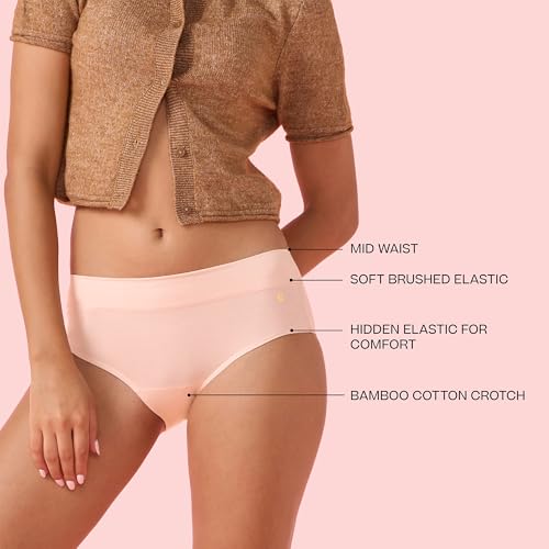 Enamor Innovations Bamboo Bliss, Anti Rash, All Day Comfort, Mid Waist Brief Panty for Women - Super Soft, Naturally Absorbent,