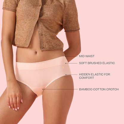 Enamor Innovations Bamboo Bliss, Anti Rash, All Day Comfort, Mid Waist Brief Panty for Women - Super Soft, Naturally Absorbent,
