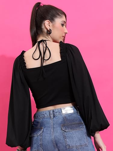 Ketch WomenS Regular Fit Tops (Khtp000276_Black