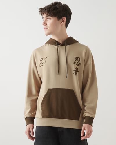 Bewakoof Heavy Duty 1.0 Official Naruto Merchandise Mens Graphic Print Oversized Fit Full Sleeve Hooded Poly Cotton Hoodies_644