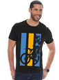 ADRO Men's Bike Rider Printed Cotton T-Shirt (RN22-2-BIK-BL_Black_XL)