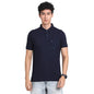Turtle Men 100% Cotton Navy Blue Striped Polo Neck Half Sleeve Casual T-Shirt