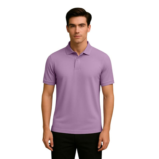Nobero Men Cotton Solid Regular Fit Polo Shirt (1M-Twpo-R0002-Bl_Mauve Mist)