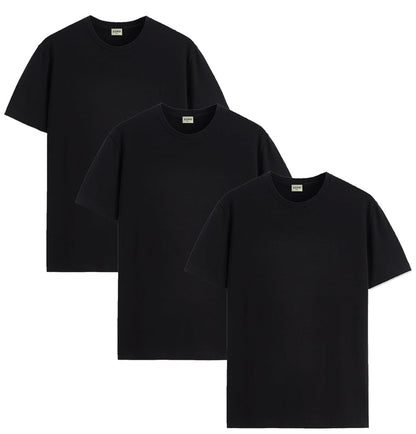 ADRO Men's Solid Regular Fit T-Shirt (RCM3-PLN-BL-BL-BL_Black
