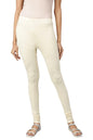 Aurelia Off White Solid Poly-Blend Churidar Ethnic Bottomwear