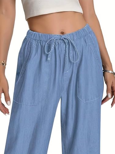 TOPLOT Women's Wide Leg Denim Pants, Light, Size 30, Model 5251
