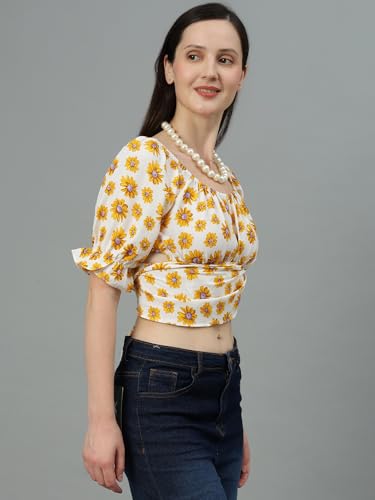 Kotty WomenS Casual Bishop Sleeve Printed Multicolor Top
