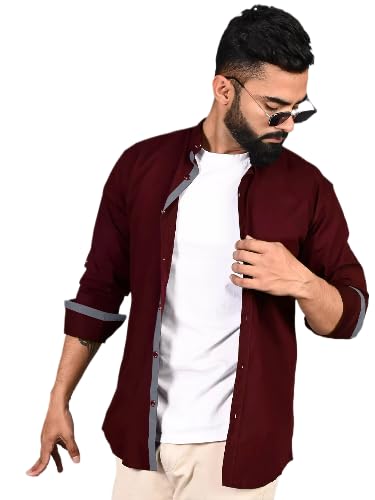 Tee Projekt Shirt for Men Cotton Spread Collar Button Down Long Sleeve Shirt Home, Regular, Home (Pack of 1)