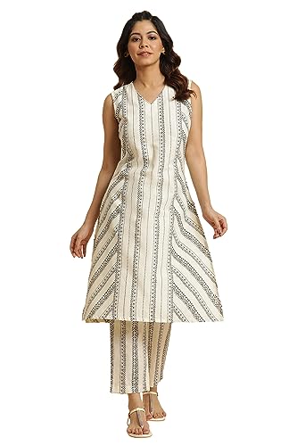 W for Woman Women's Cotton Geometric Regular Kurta & Straight Pant