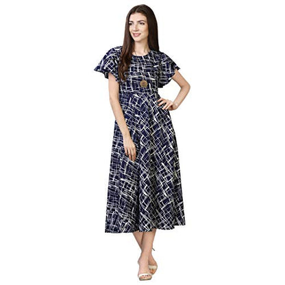 OOMPH! Womens Western & Fusion wear Midi Dresses for Women, Beach, Blue - md62