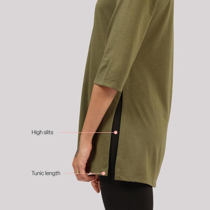 BlissClub Cotton Pro Kur-Tee, Cotton-Like Comfort, Sweat-Free Confidence, Tunic Length, High Slits, Dual-Plated Fabric, Flatteri