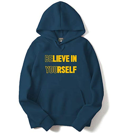 ADRO Believe in Yourself Design Printed Cotton Hoodies/Sweatshirts for Men (H21-M-YOU-SB_Teal_XL)