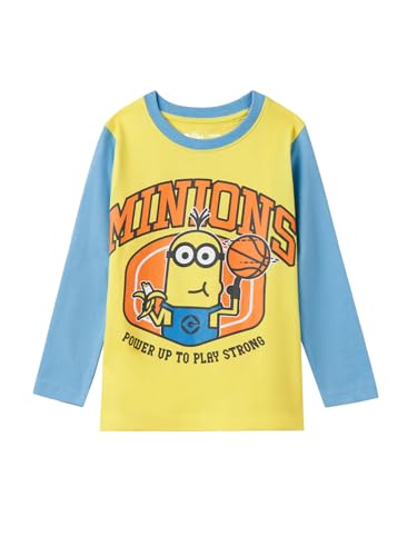 The Souled Store Official Minions : Varsity Boys Round Neck Multicolor Color Blocked Cotton Full Sleeve T-Shirts