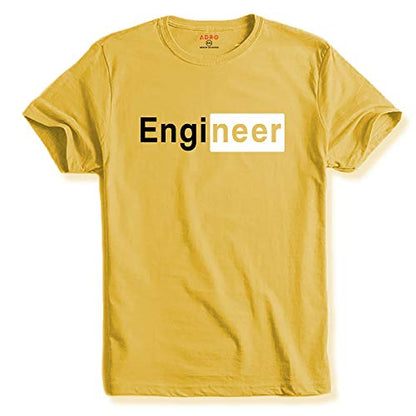 ADRO Engineer Mens Cotton Printed T-Shirt (R21-M-EGN-LY_Light Yellow_XL)