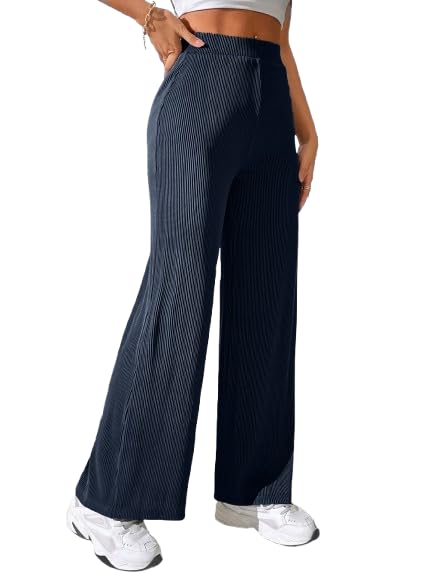 Pinkmint Women Fancy Trouser l Loose Fit Trouser Pants l High-Waisted Korean Trousers l Formal, Casual, Daily Use (Pack of 1) Bl