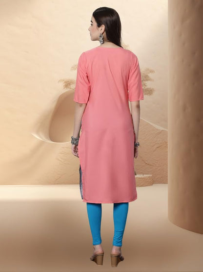Pinkmint Womens Crepe Digital Print Straight Kurta [Pack of 6]