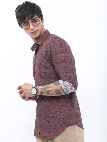 Ketch MenS Slim Fit Shirt (Khsh001320_Brown
