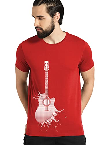 ADRO Graphic Design Printed T-Shirts for Men's (RNR-M-Gut-RD_Red_L)