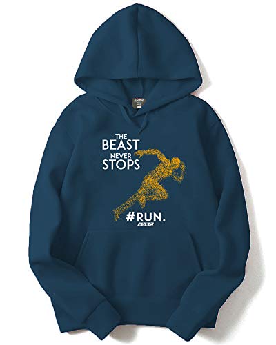 ADRO Men's Cotton Neck Hooded Sweatshirt (H-M-STO-SB_Teal_XL)