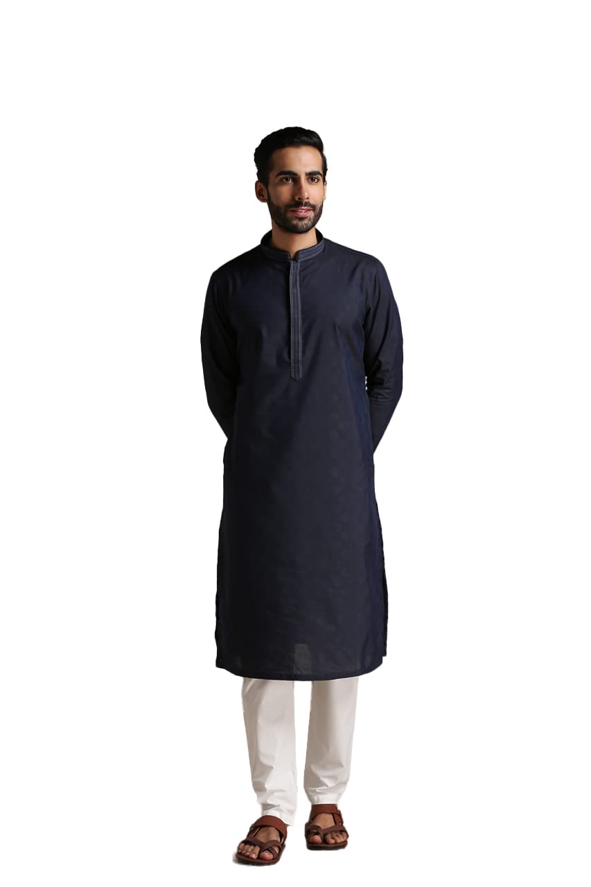 Manyavar Kurta Set For Men, Full Sleeves Mandarin Collar Ethnic MenS Kurta Set For Engagement, Wedding, Party Blended Cotton Pr