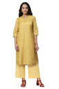 Aurelia Women's Yellow Sequins Straight Kurta and Palazzo Set (Size: S)-ONVAS13684-505254