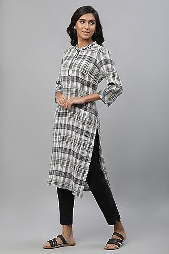 Aurelia Women's Cotton Checkered Regular Kurtas