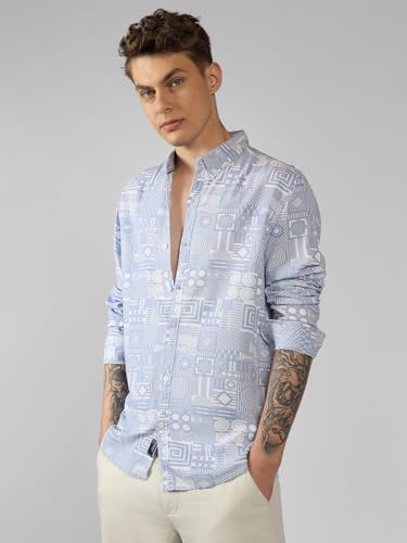 Dennis Lingo MenS| Blue| Full Sleeve| Spread Collar| Printed| Relaxed Fit| Casual Shirt