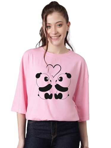 KOTTY Womens Cotton Blend Printed Oversized T-Shirts