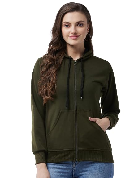 Pivl Full Sleeve Solid Women Sweatshirt_Olive, L