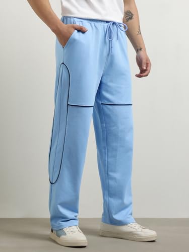 Nobero MenS Straight Sweatpants (1M-Bwjg-R0121_Powder Blue