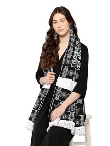 Aarika Womens Winter Wear Black Colour Solid Woolen Stole-(Free-Size)-(St-W-As-04-Black-Free-Size)