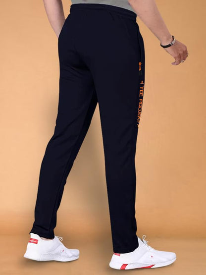 Pinkmint Lycra Soild Track Pant for Men & Elastic Jogger Gym Wear, Yoga Wear, Sports, Regular Wear (Pack of 1) Blue