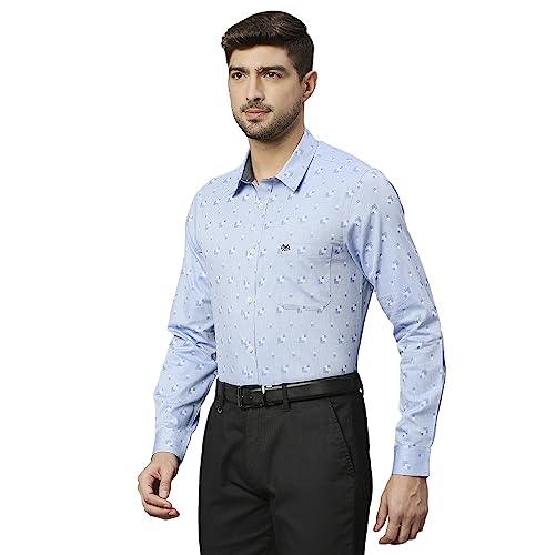 Thomas Scott Self Printed 100% Cotton Slim Fit Spread Collar Formal Shirts for Mens