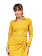 OOMPH! Stretchable Full Sleeved Ribbed Top, Yellow, mt854