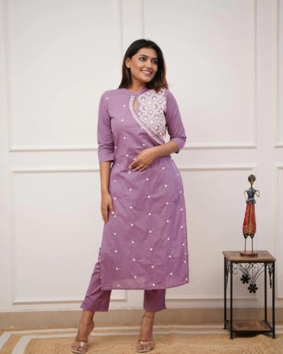 FABNEX Kurta Set for Women | Women Embroidered Kurta Set | Women Kurta Sets Kurtis | Women Kurta Pant Set (K-34-38) (in, Alpha,